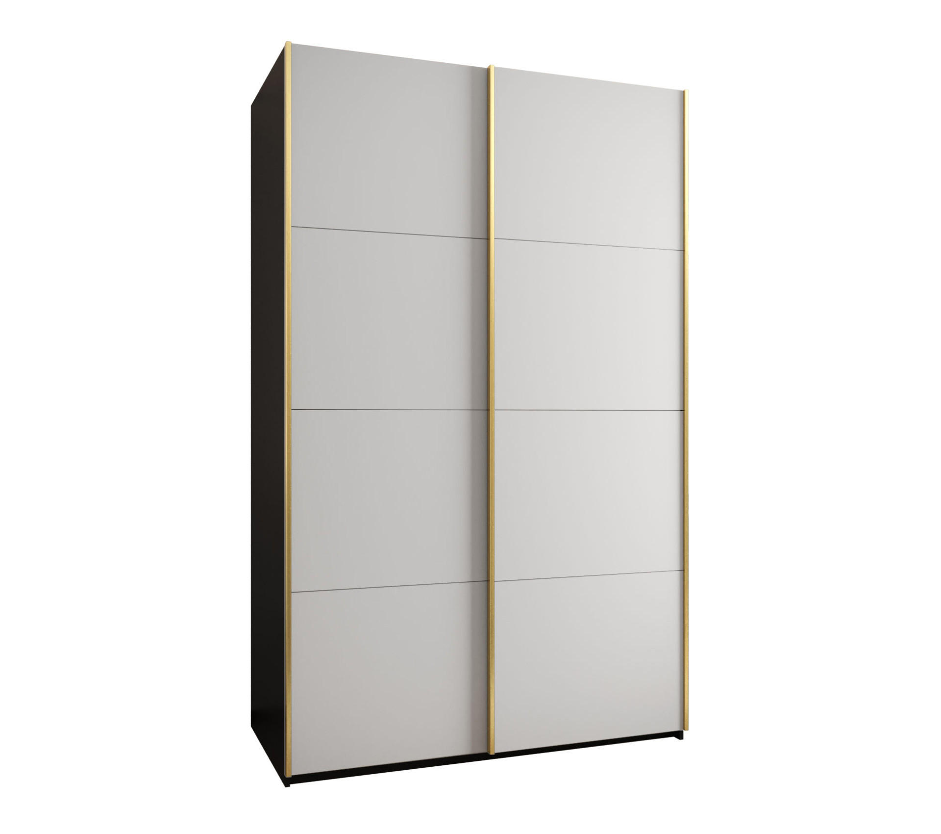 Abiks Möbel Schwebetürenschrank Schwarz, Weiß, Gold 150x245x64 cm