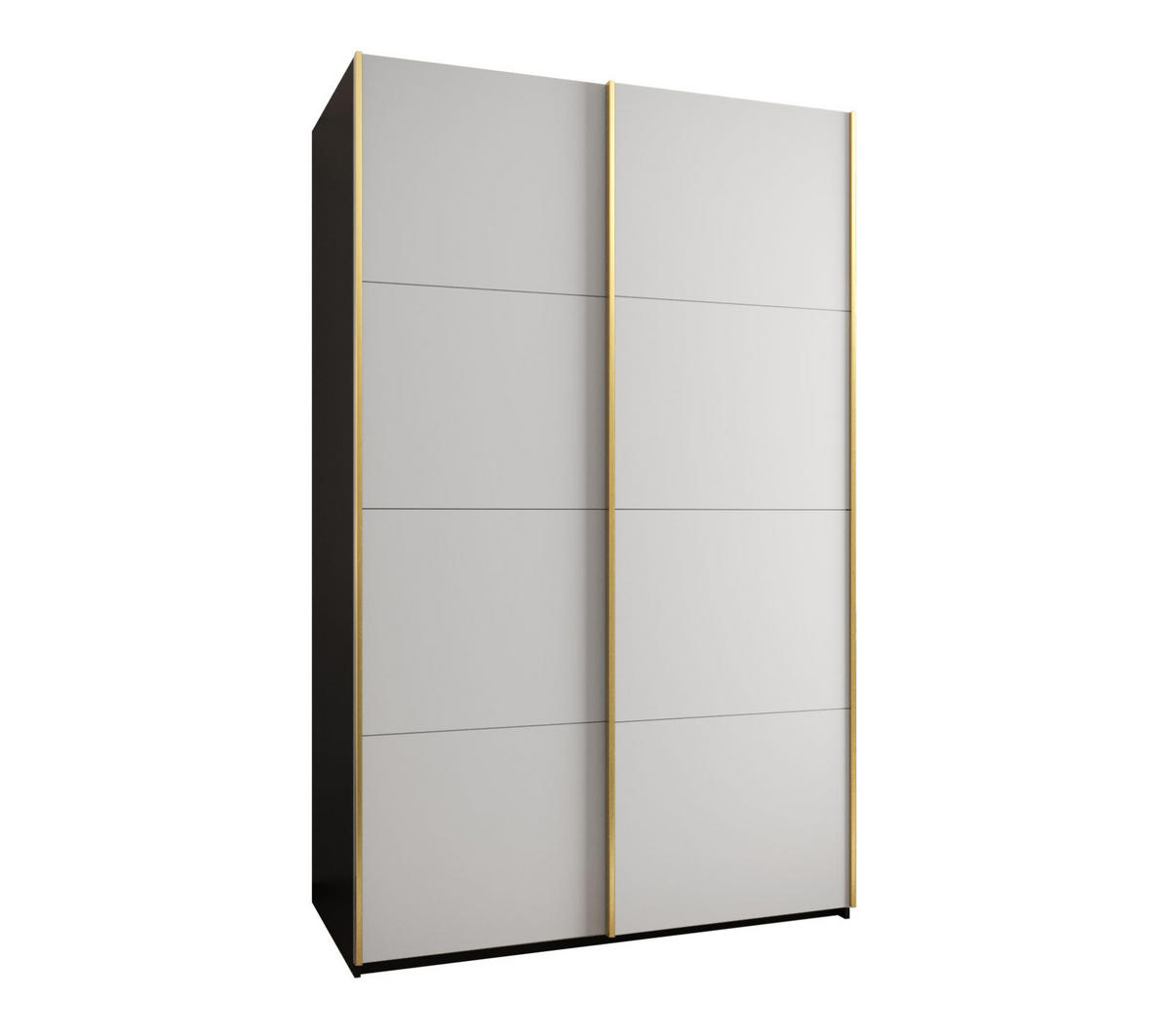 SCHWEBETÜRENSCHRANK 245,5/160/64 2-türig - Goldfarben/Schwarz, Holz/Metall (160/245/64cm) - Abiks Möbel