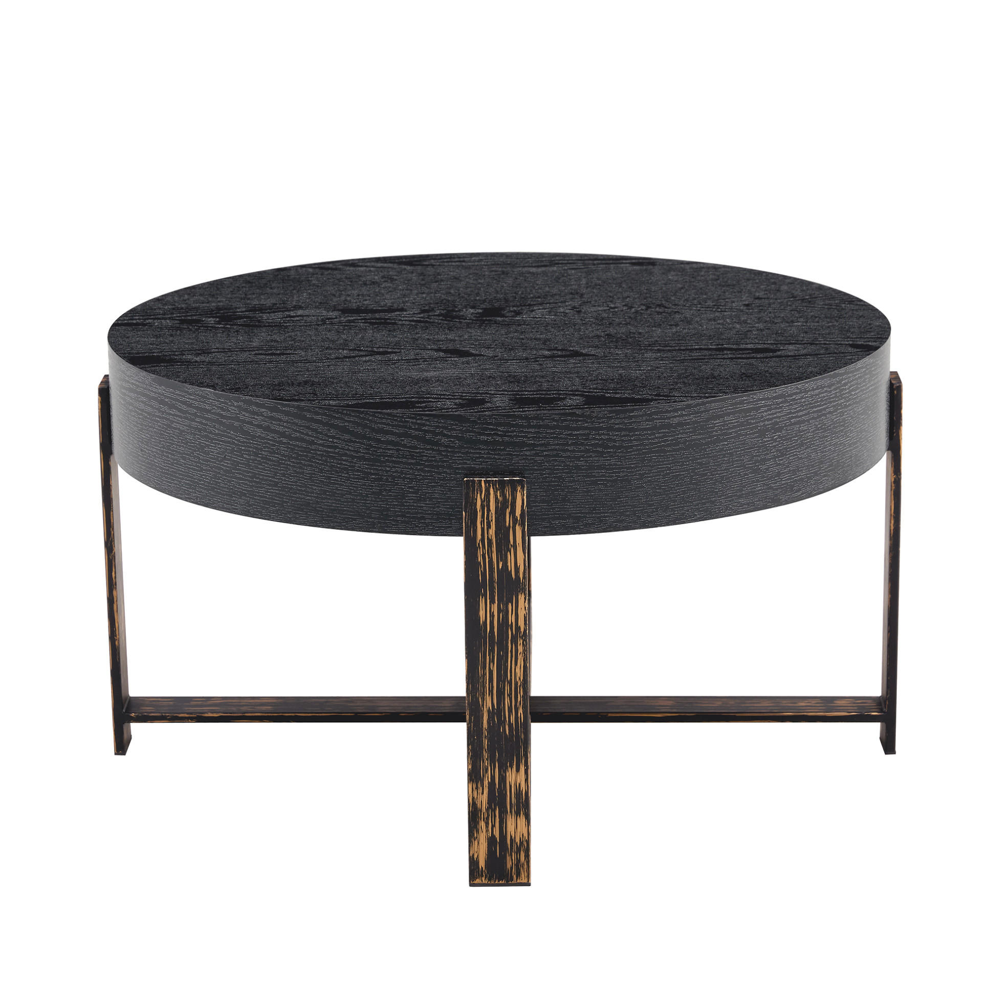BEISTELLTISCH 68/39 cm Schwarz aus MDF und Metall mit Kreuzfuß - Schwarz, Holzwerkstoff (68/68/39cm) - OKMYHOME