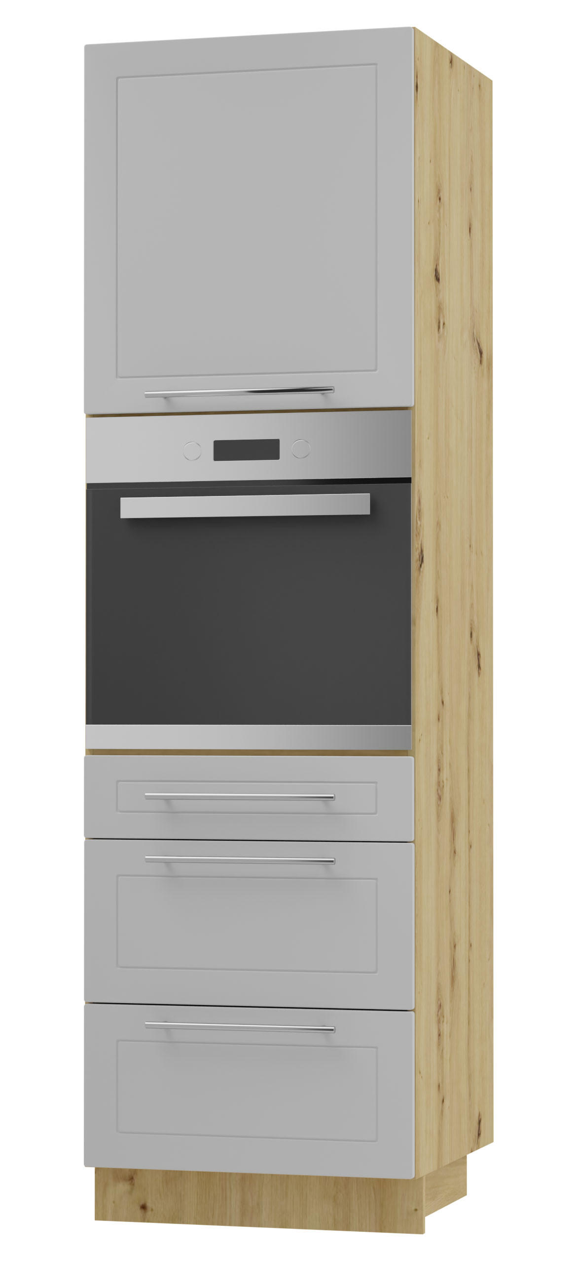 BACKOFEN-HOCHSCHRANK Kvantum D14/RU/3A Dust Grey Matt / Eiche Artisan Matt 60 / 59 / 207cm - Eiche Artisan/Grau, Holz/Holzwerkstoff (60/207/59cm) - Feldmann-Wohnen