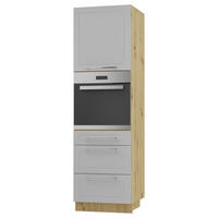 BACKOFEN-HOCHSCHRANK Kvantum D14/RU/3M Dust Grey Matt / Eiche Artisan Matt 60 / 59 / 207cm - Eiche Artisan/Grau, Holz/Holzwerkstoff (60/207/59cm) - Feldmann-Wohnen