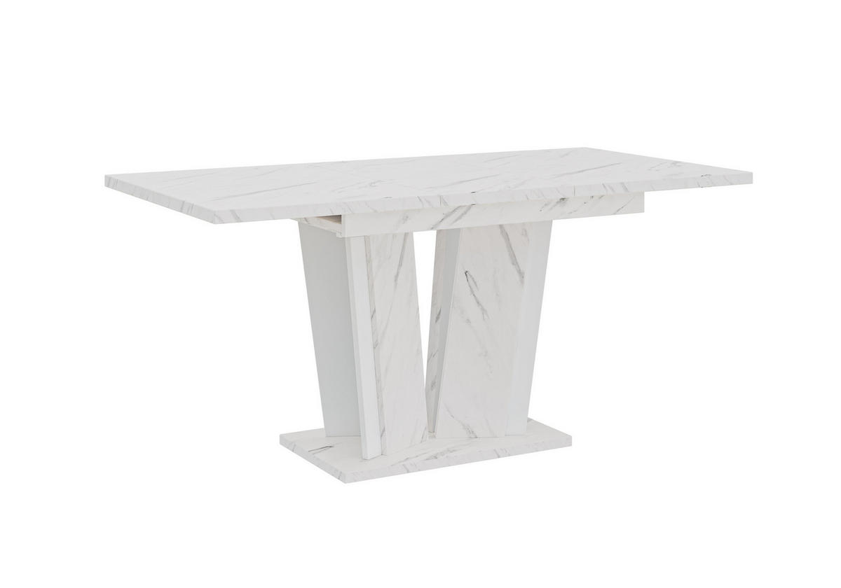 ESSTISCH Ausziehbar 120 - 160 cm Weiß Marmoroptik - Weiß, Holzwerkstoff (120/80/75cm) - PROSPERO