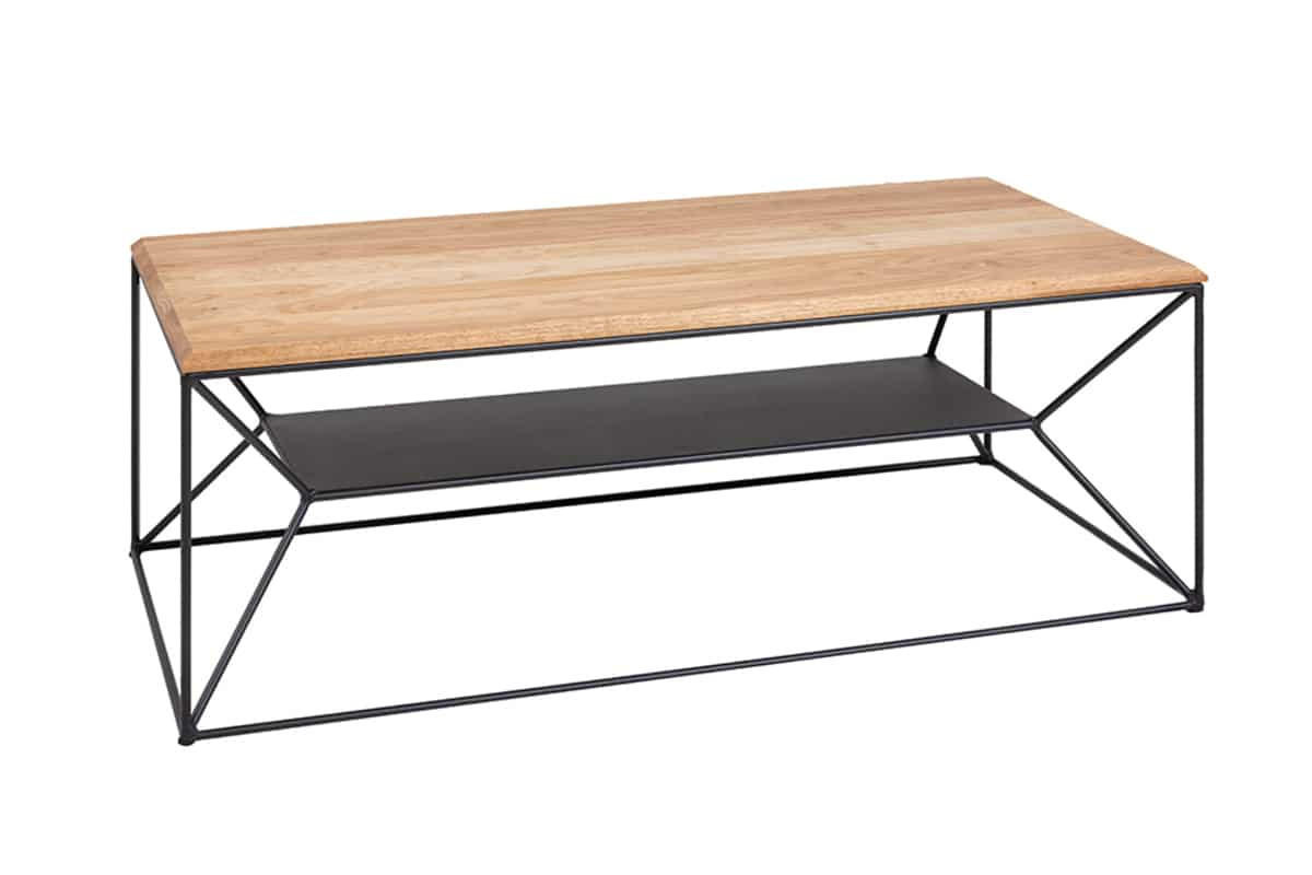 COUCHTISCH ARCHITECTURE Eiche rechteckig Natur 110cm - Schwarz/Braun, Holz/Metall (55/110/40cm) - riess-ambiente