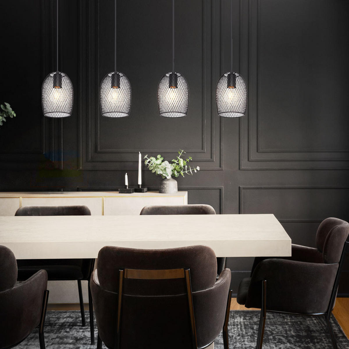 LED HÄNGELEUCHTE DOPS Geflecht Schwarz - Schwarz, Metall (100/15/150cm)