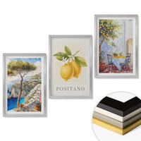 WANDBILDER 3er Set - 40x60 cm Silberner Rahmen - Ansichten von Positano mit Zitronen - Silberfarben, Kunststoff (40/60cm) - ArtPrintCave