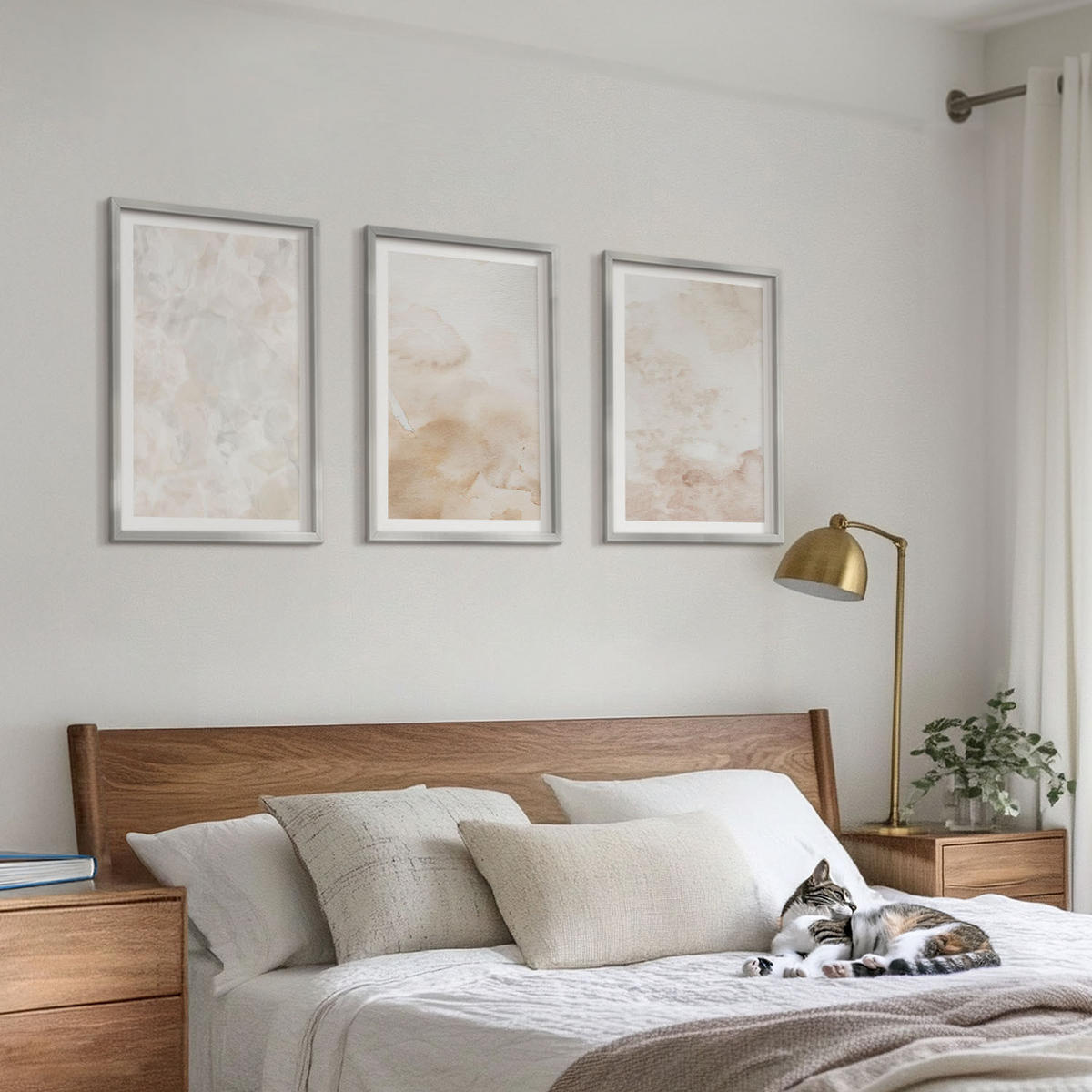 WANDBILDER 3er Set - 40x60 cm Silberner Rahmen - Modische Pastelltexturen - Silberfarben, Kunststoff (40/60cm) - ArtPrintCave