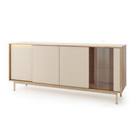 KOMMODE Latilo Kaschmir, viertürige Türkommode mit LED - Kaschmir/Braun, Holzwerkstoff (184/77/40cm) - Bettso