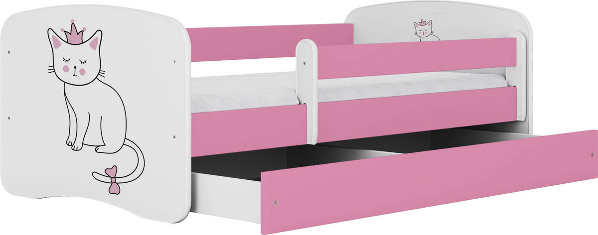 KINDERBETT Emily mit Schublade und Matratze, Rosa 80x160 cm - Altrosa/Rosa, Holzwerkstoff (160/80cm) - WFL GROUP