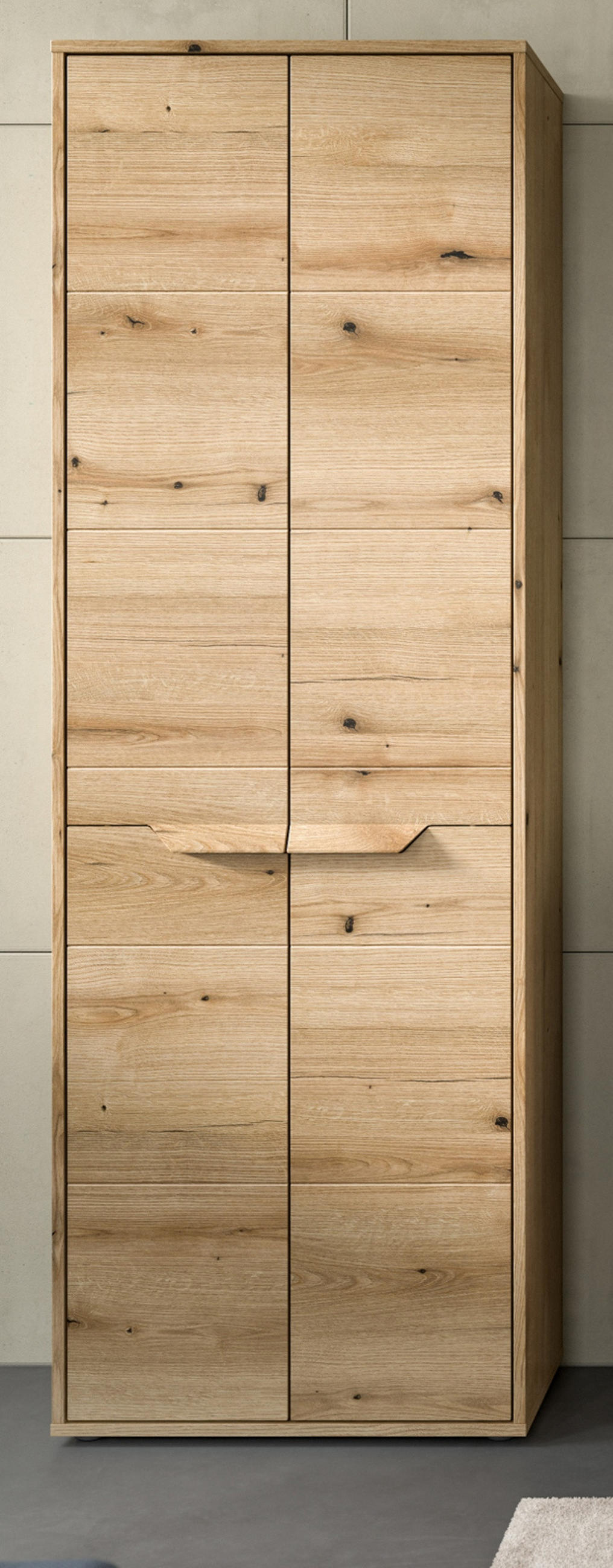 HOCHSCHRANK Evoke Eiche 64 cm, Badschrank mit Soft-Close - Eichefarben/Schwarz, Holzwerkstoff/Kunststoff (64/189/32cm) - Inn.Furn