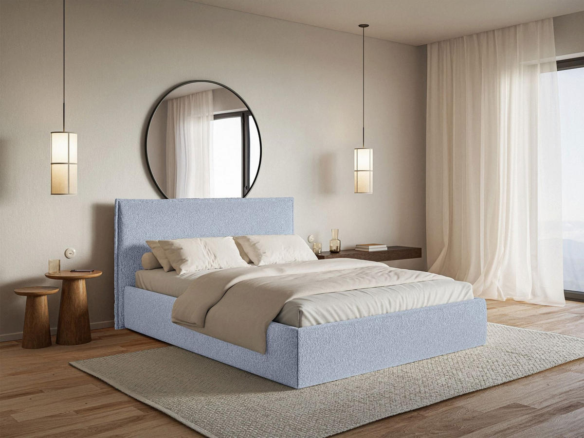 POLSTERBETT Softie Slim Hellblau Chenille 140x200 - Hellblau, Textil (140/200cm) - Selsey