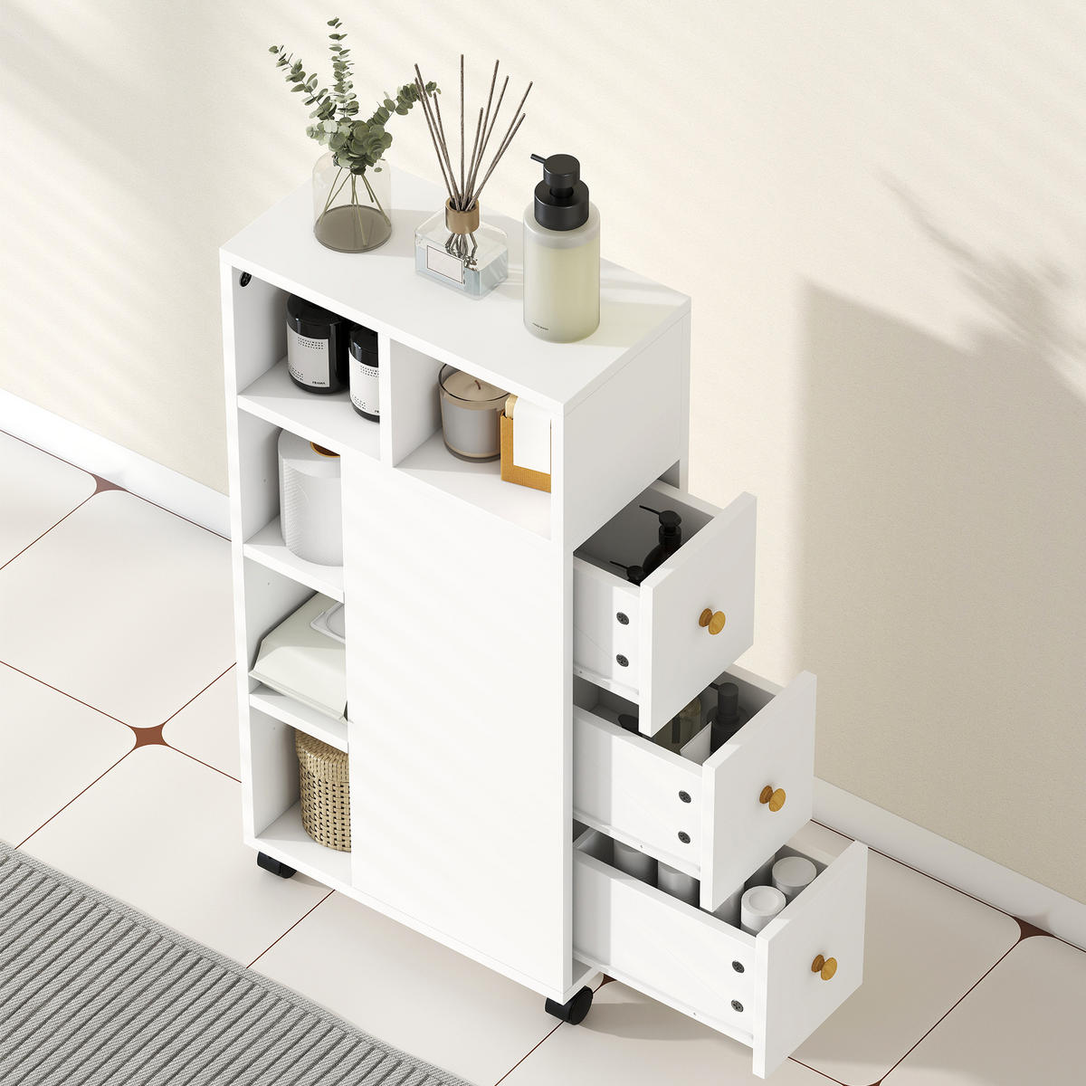 BADEZIMMERSCHRANK DE-10510 Weiß - Weiß, Holzwerkstoff (20/80/40cm) - ComfortXL
