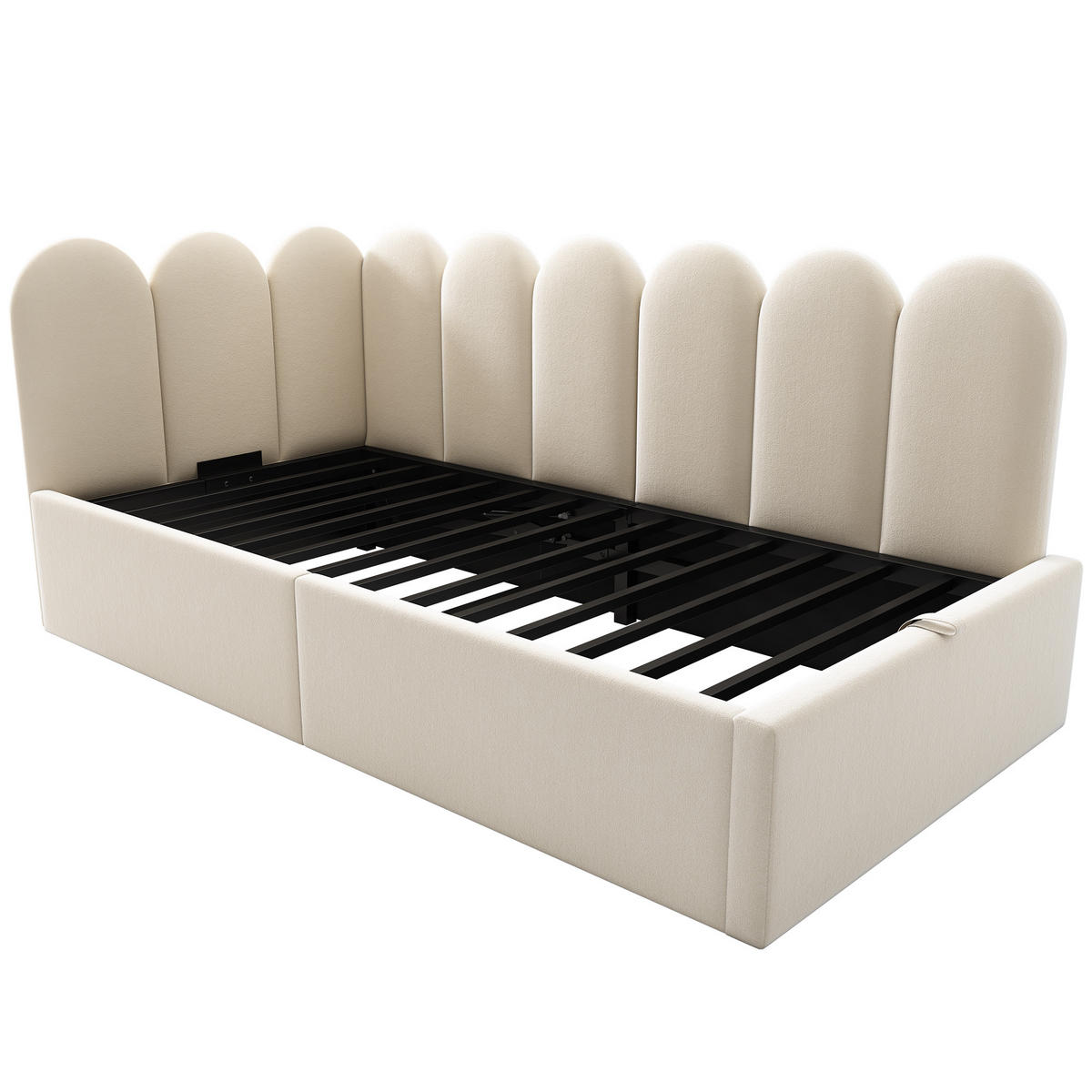 POLSTERBETT Tagesbett 90/200 cm mit hydraulischem Stauraum Samt Beige - Beige, Textil - OKWISH