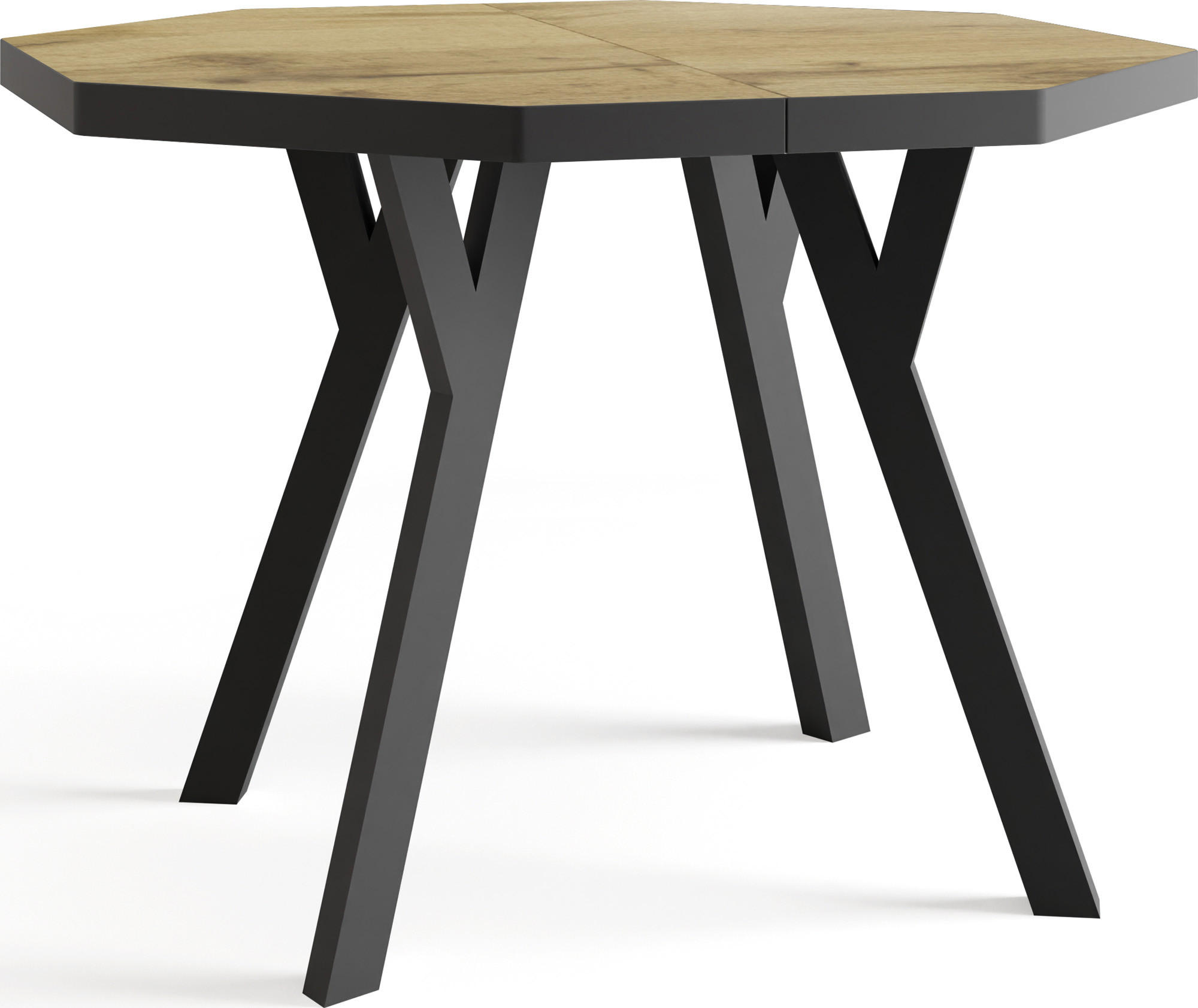 ESSTISCH Desmond achteckiger ausziehbarer, Wotan Eiche 100-150/100/76 cm - Eiche Wotan/Schwarz, Holz/Holzwerkstoff (100/100/76cm) - WFL GROUP