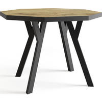 ESSTISCH Desmond achteckiger ausziehbarer, Wotan Eiche 100-150/100/76 cm - Eiche Wotan/Schwarz, Holz/Holzwerkstoff (100/100/76cm) - WFL GROUP