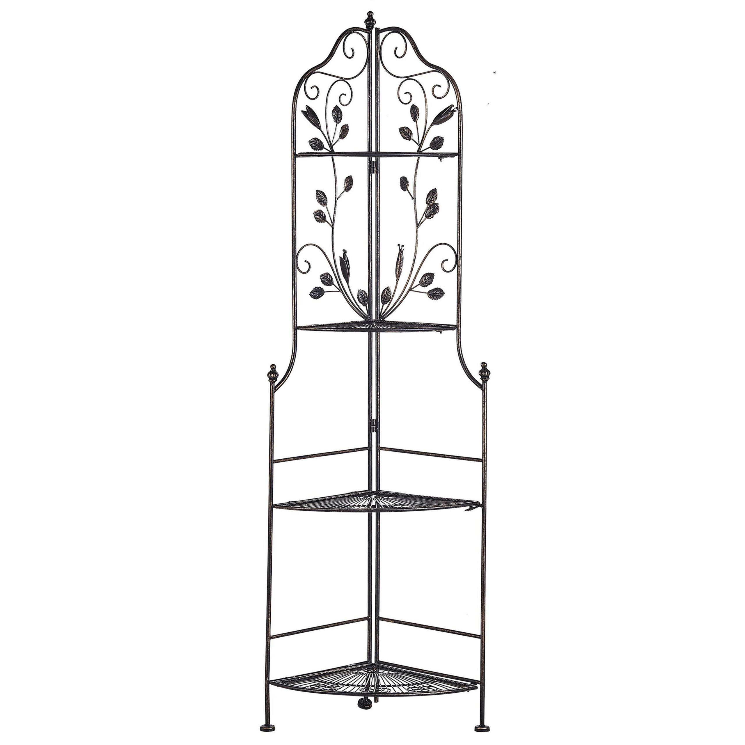 ECKREGAL schwarz Metall 4 Ablageflächen klappbar Siderno - Goldfarben/Schwarz, Metall (35/158/35cm) - Beliani