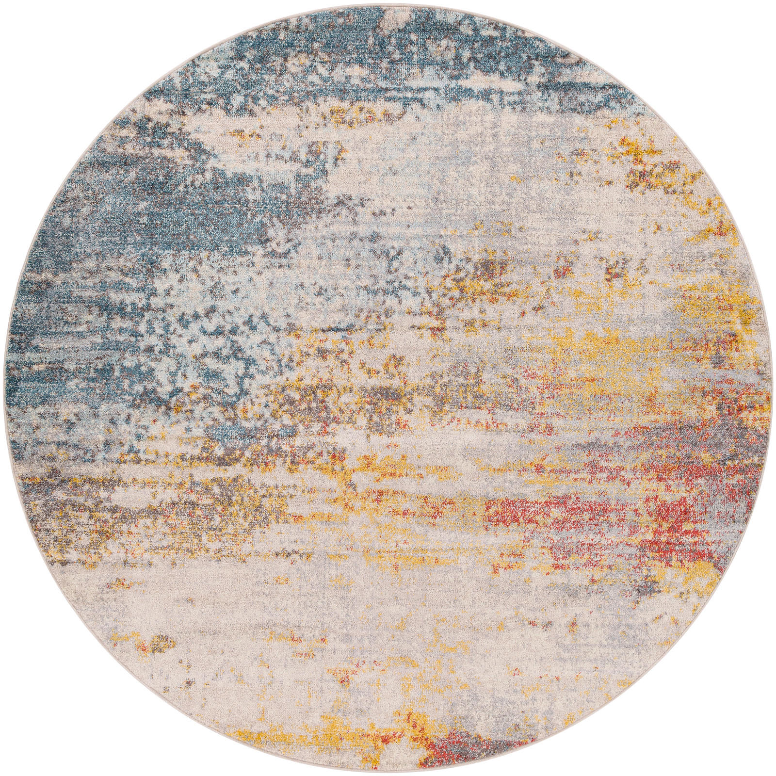 KURZFLORTEPPICH Rund Ø 160 cm Mehrfarbig - Multicolor/Orange, Naturmaterialien/Textil (160/160cm) - LIVABLISS