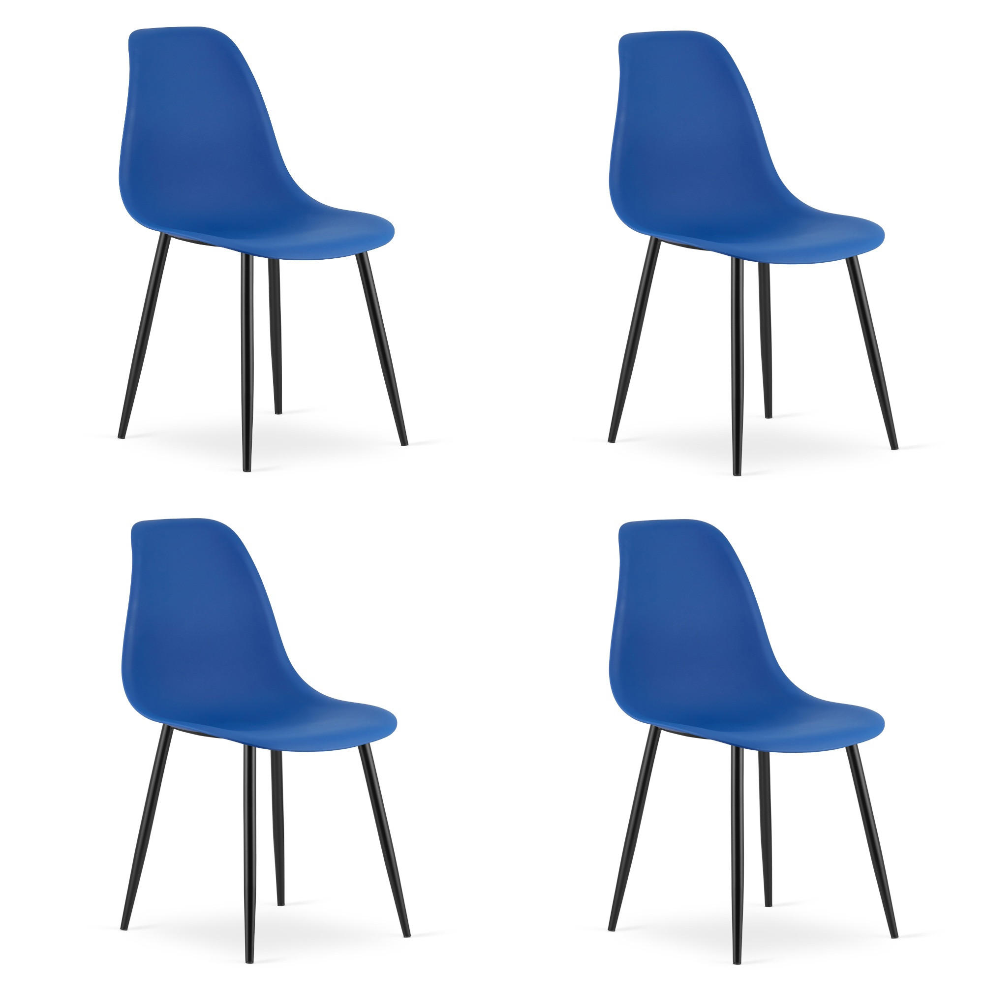 ESSZIMMERSTUHL 4-er Set KALEO blauer Sitz, schwarze Beine - Blau/Schwarz, Kunststoff (46/84/51cm) - Valora