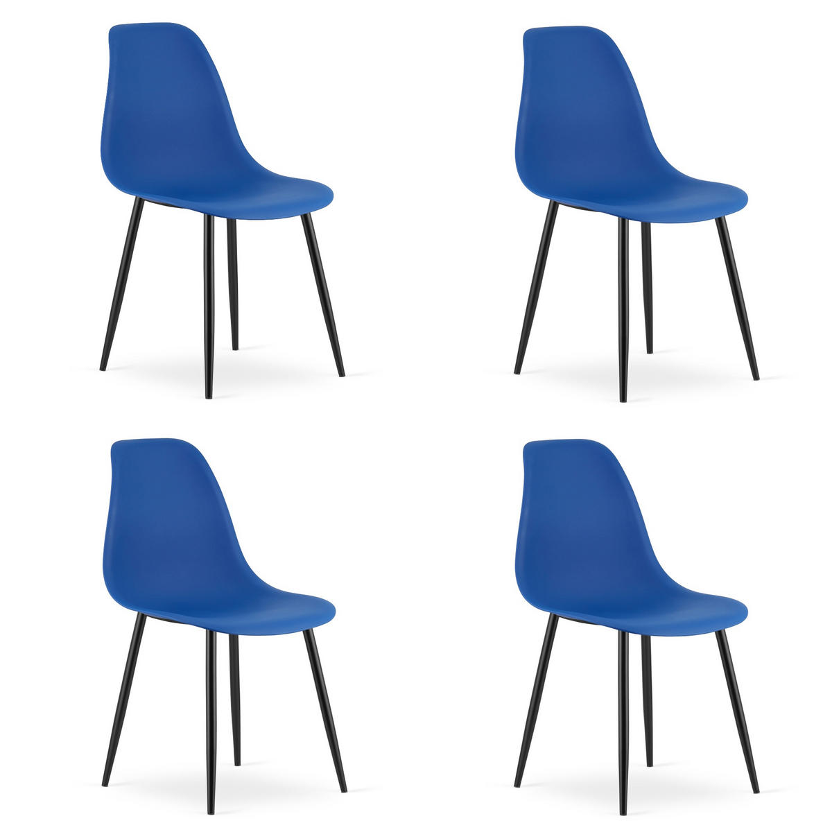 ESSZIMMERSTUHL 4-er Set KALEO blauer Sitz, schwarze Beine - Blau/Schwarz, Kunststoff (46/84/51cm) - Valora