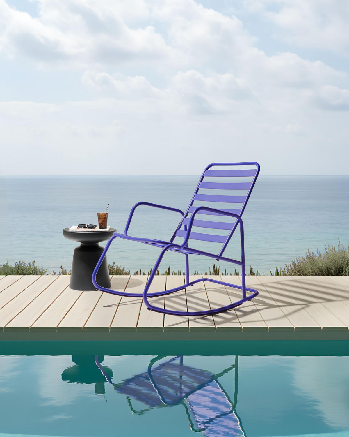 GARTEN-SCHAUKELSTUHL Blau Turi - Blau, Metall (66/92/96cm) - Beliani