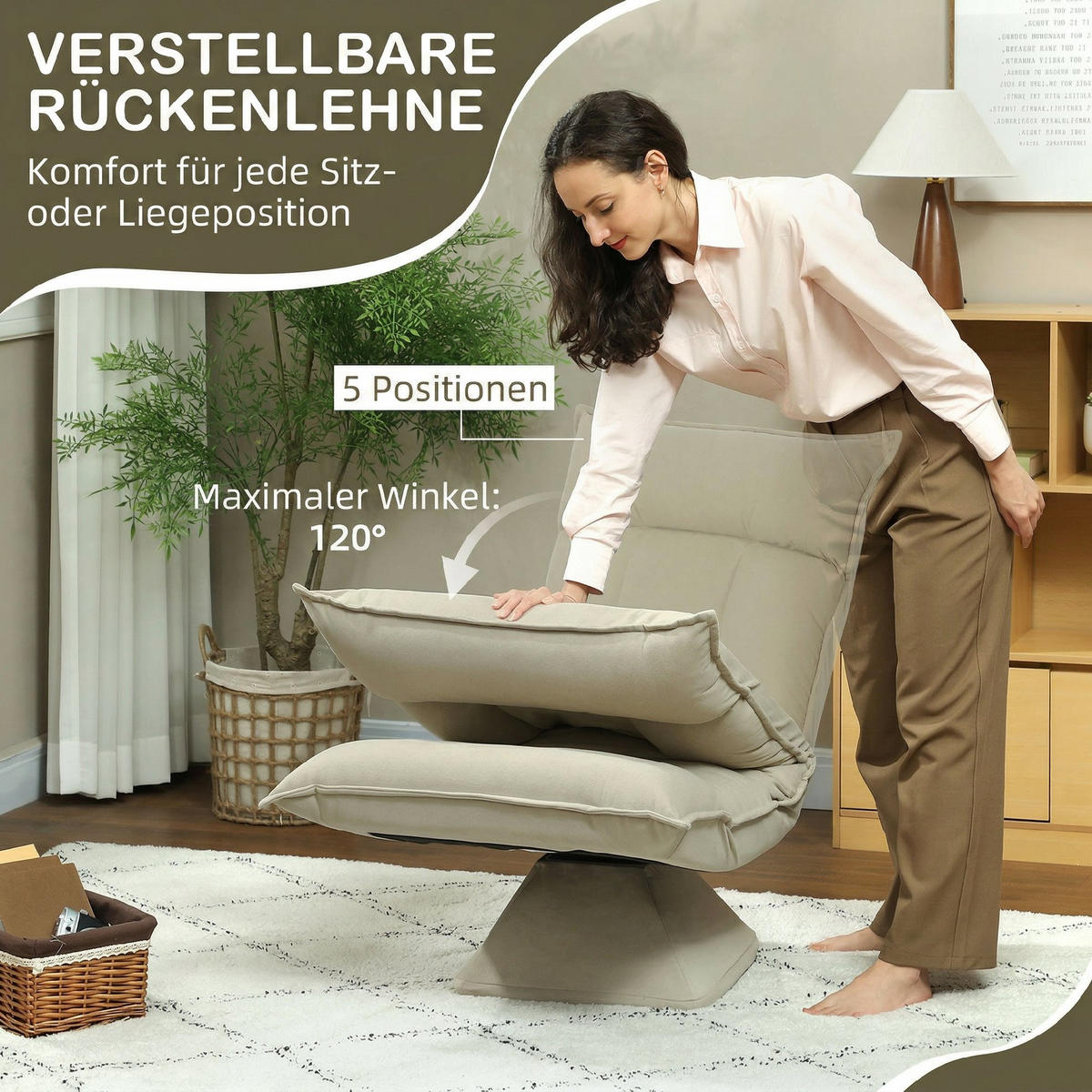 SCHLAFSESSEL DE-13543 Beige - Beige, Textil (62/95/70cm) - ComfortXL