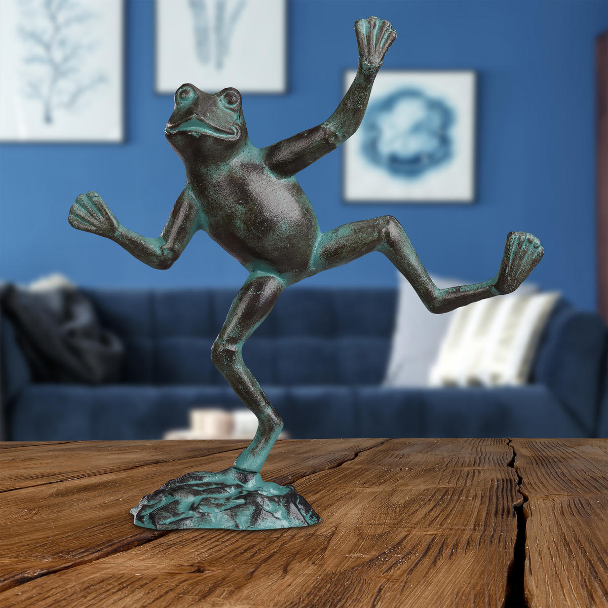 GARTENFIGUR Frosch - Dunkelgrün, Metall (31/33/9.5cm) - Relaxdays