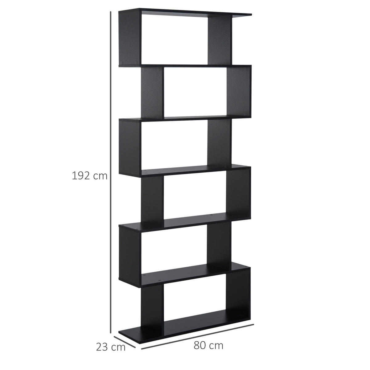 REGAL DE-15462 80/23/192 cm, 6 Ebenen Schwarz - Schwarz, Holzwerkstoff (80/192/23cm) - ComfortXL