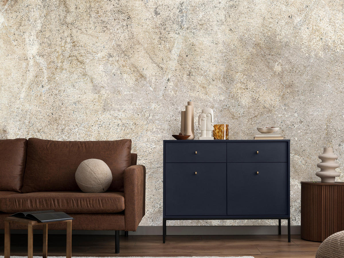 FOTOTAPETE für Wohnzimmer Mauer Beton Modern Beige Stil 150x105 - Beige/Braun, Papier (150/105cm) - Muralo