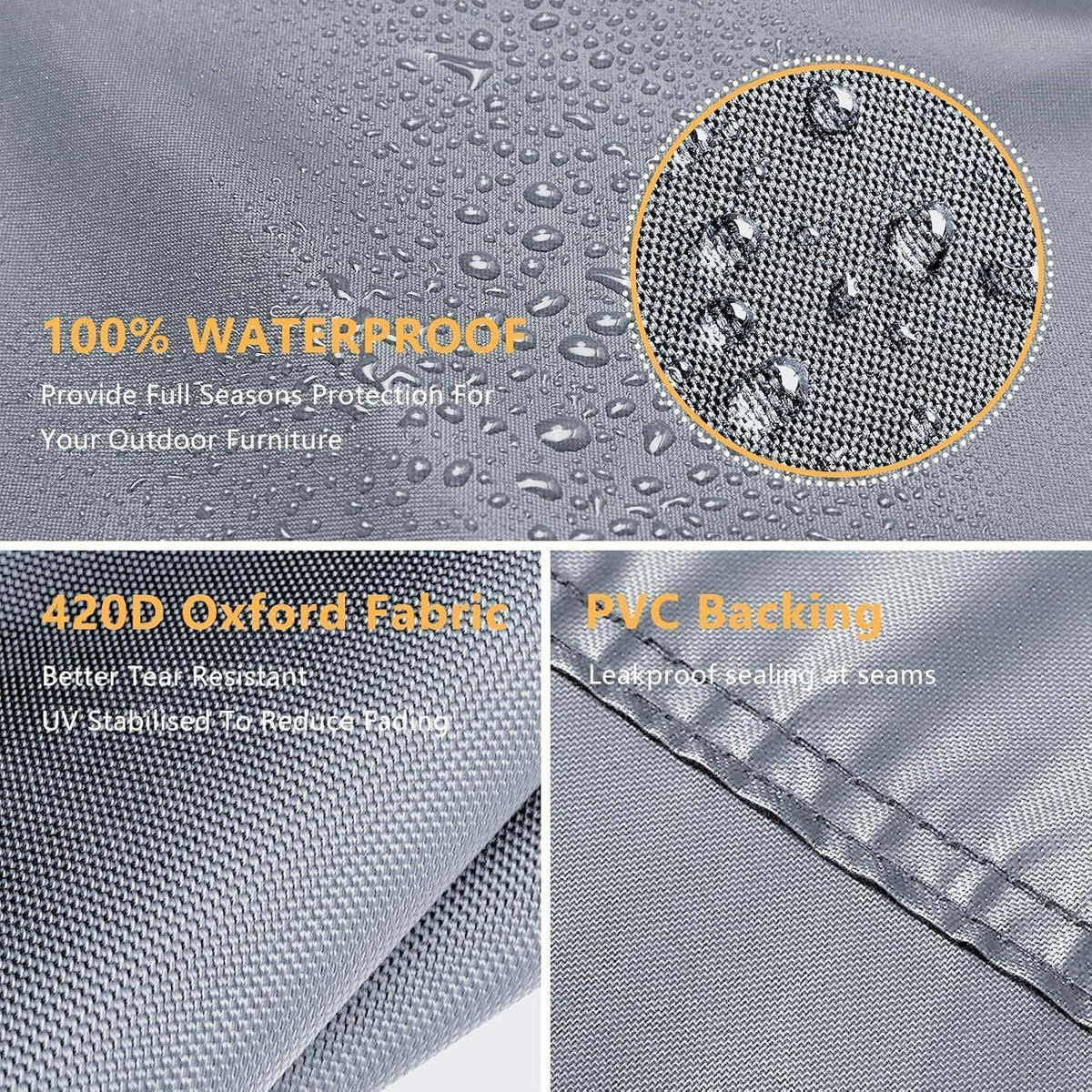GARTENMÖBEL-ABDECKUNG Grau 200 x 200 x 90 cm - Grau, Textil (200/90/200cm)