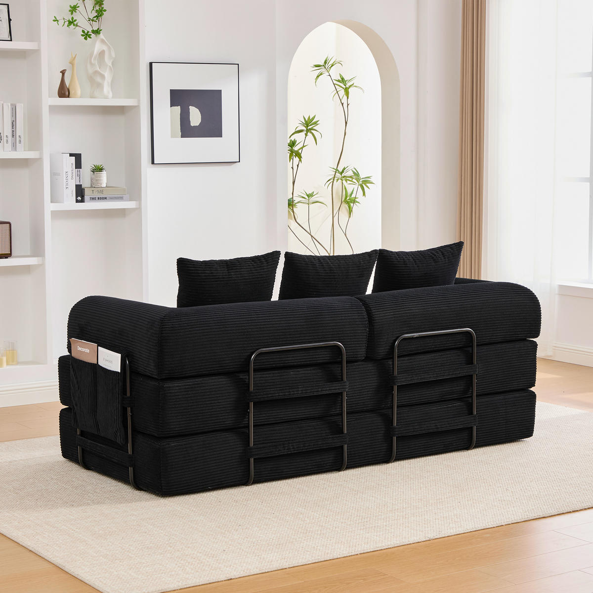 SCHLAFSOFA 200/94/67 cm Schwarz - Schwarz, Textil (94/67/200cm)