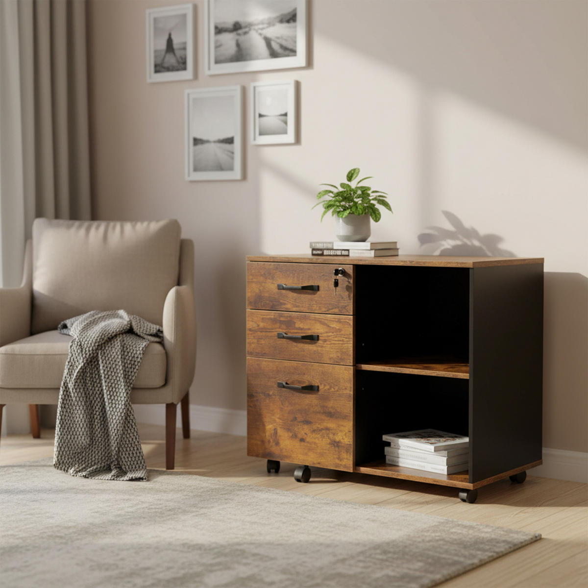 ROLLCONTAINER - Silberfarben/Multicolor, Holzwerkstoff/Kunststoff (80/66/40cm) - Relaxdays