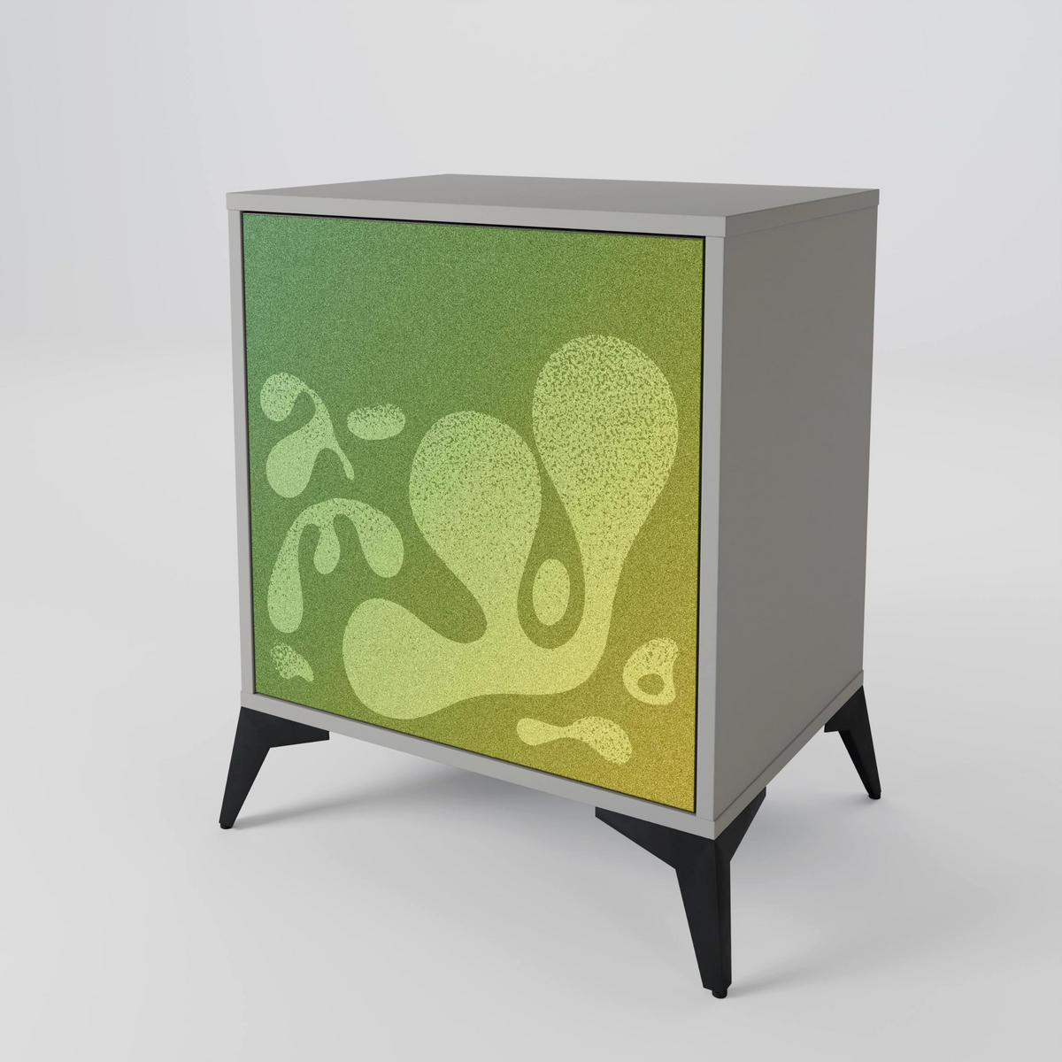 SIDEBOARD IRREGULAR BLUE, Grau, 57,5x42x67,5 cm, Schwarze Metall-Rahmenfüße - Multicolor/Schwarz, Holzwerkstoff/Metall (57.5/67.5/42cm) - SpaceRebels