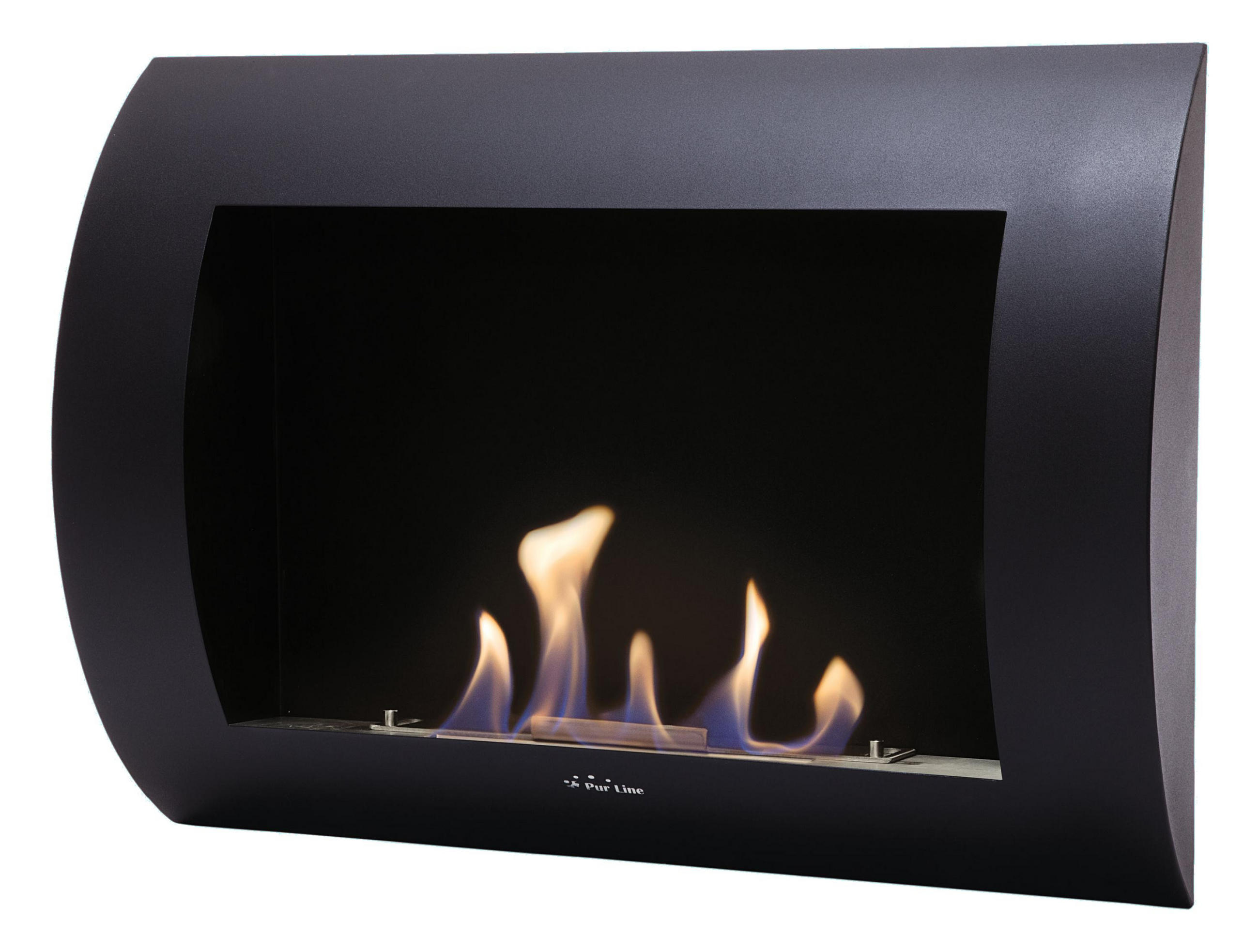 BIOETHANOL-KAMIN Schwarz Wandmodell inklusive 1 L Brennblock - Schwarz, Metall (60/45/14cm) - Purline