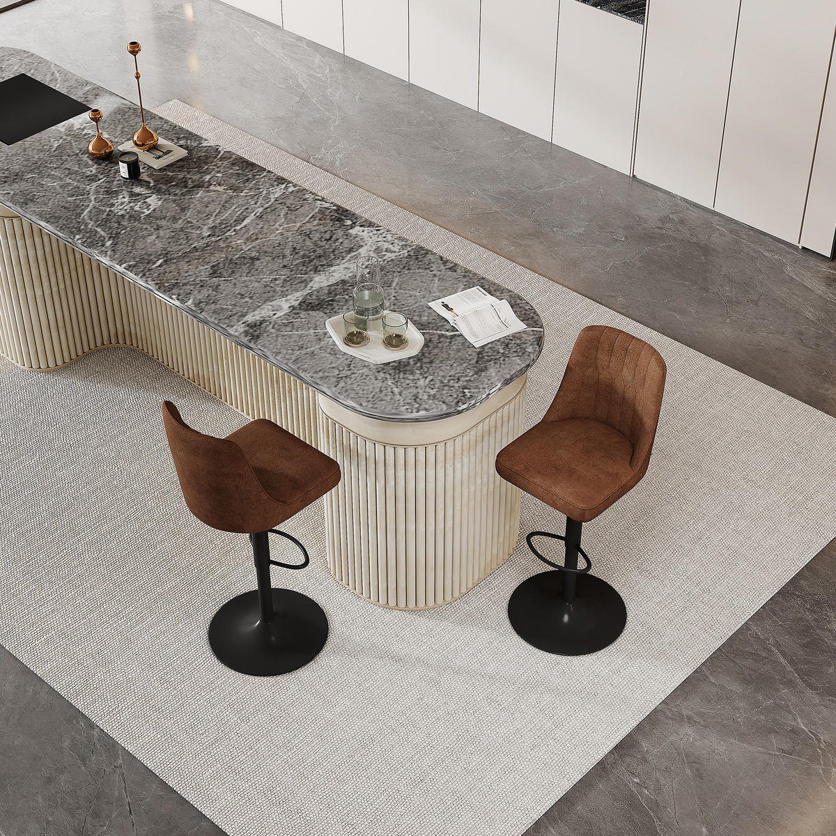 BARHOCKER 2er-Set Braun höhenverstellbar & 360° drehbar - Braun, Metall (44/95.5/44cm) - PANGIVO