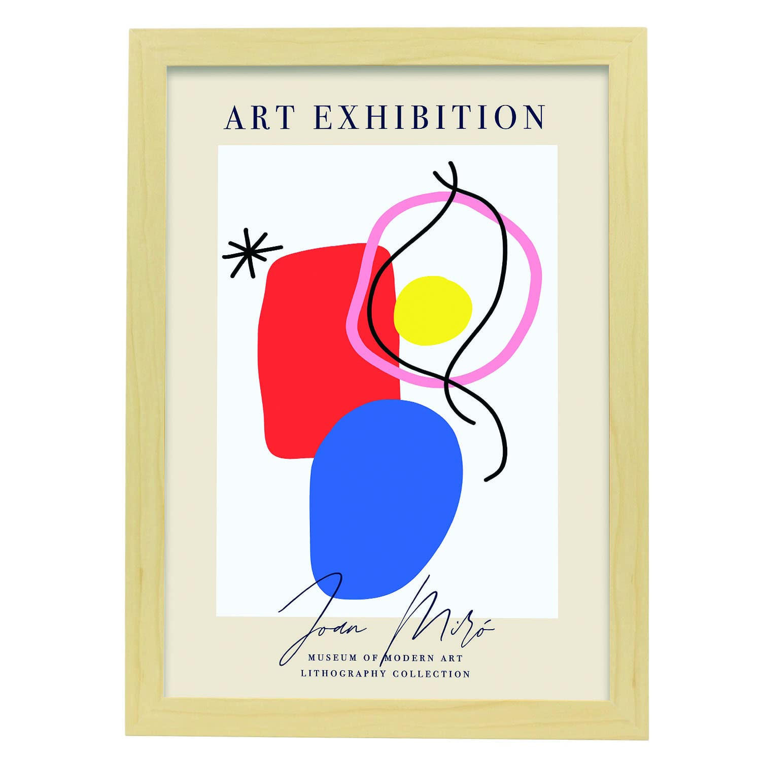 POSTER Joan Miro Kunst – Ausstellung A3 Rahmen Aus Hellem Holz - Beige, Papier (29.7/5/42cm) - Nacnic