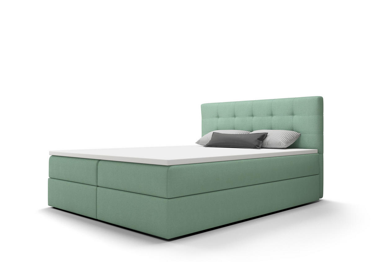BOXBETT FADO 2 180x200, mit Matratze H3 und Topper, Cosmic 16 - Hellgrün, Holz/Kunststoff (180/200cm) - Bedante