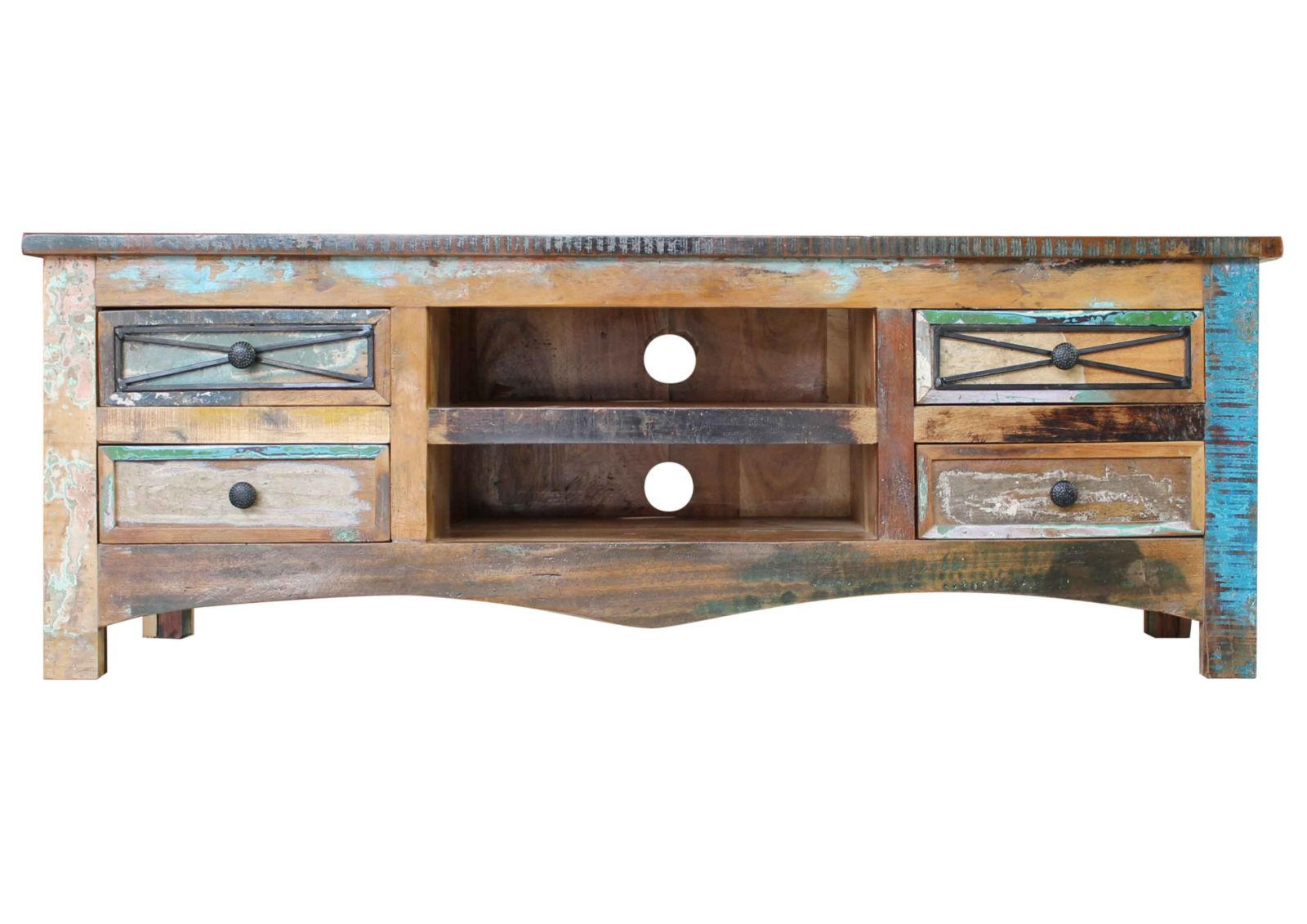 TV-BOARD Altholz 140x45x50 mehrfarbig lackiert NATURE OF SPIRIT #01 - Multicolor, Holz (45/50/140cm) - Massivmoebel24