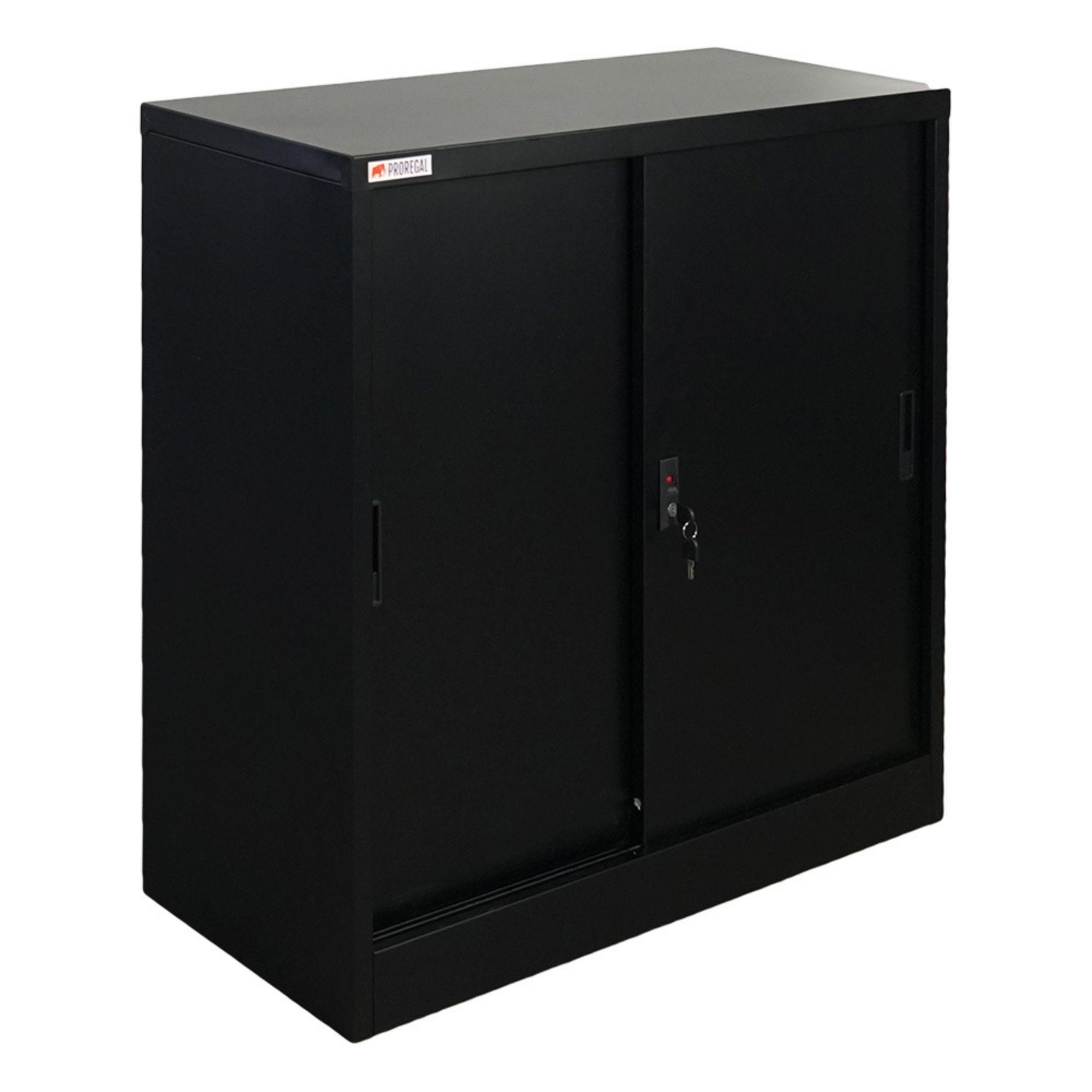 AKTENSCHRANK Elephant mit Schiebetüren 90x90x40cm Schwarz - Schwarz, Metall (90/90/40cm) - PROREGAL