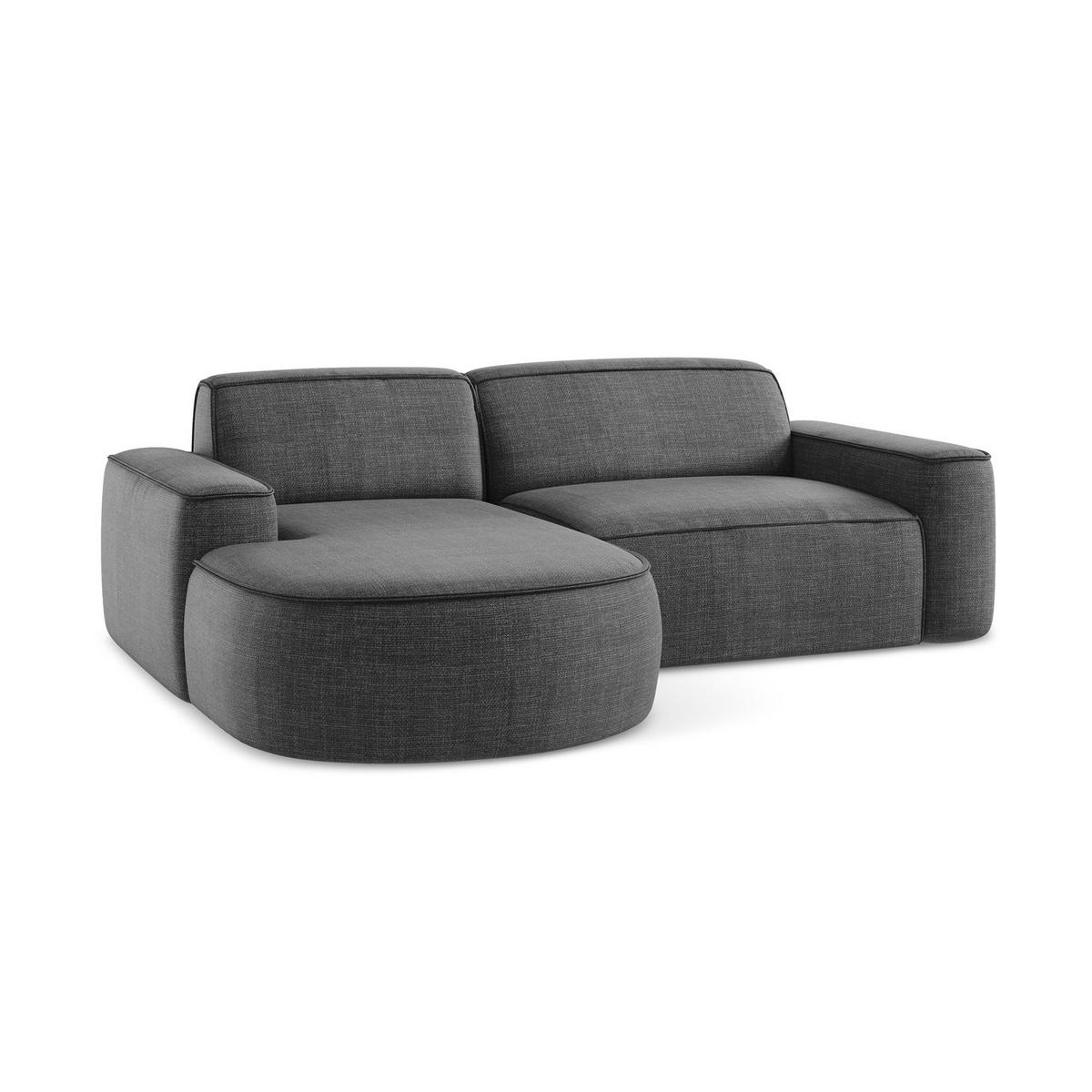 ECKSOFA Links Strukturstoff Grau - Dunkelgrau/Schwarz, Holzwerkstoff/Kunststoff (224/166cm) - LaMiaSofa