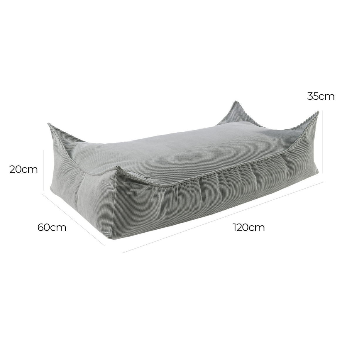 SITZPOUF für Kinder, Rechteckig, Kord, Grau - Grau, Textil (120/35/60cm) - MeowBaby