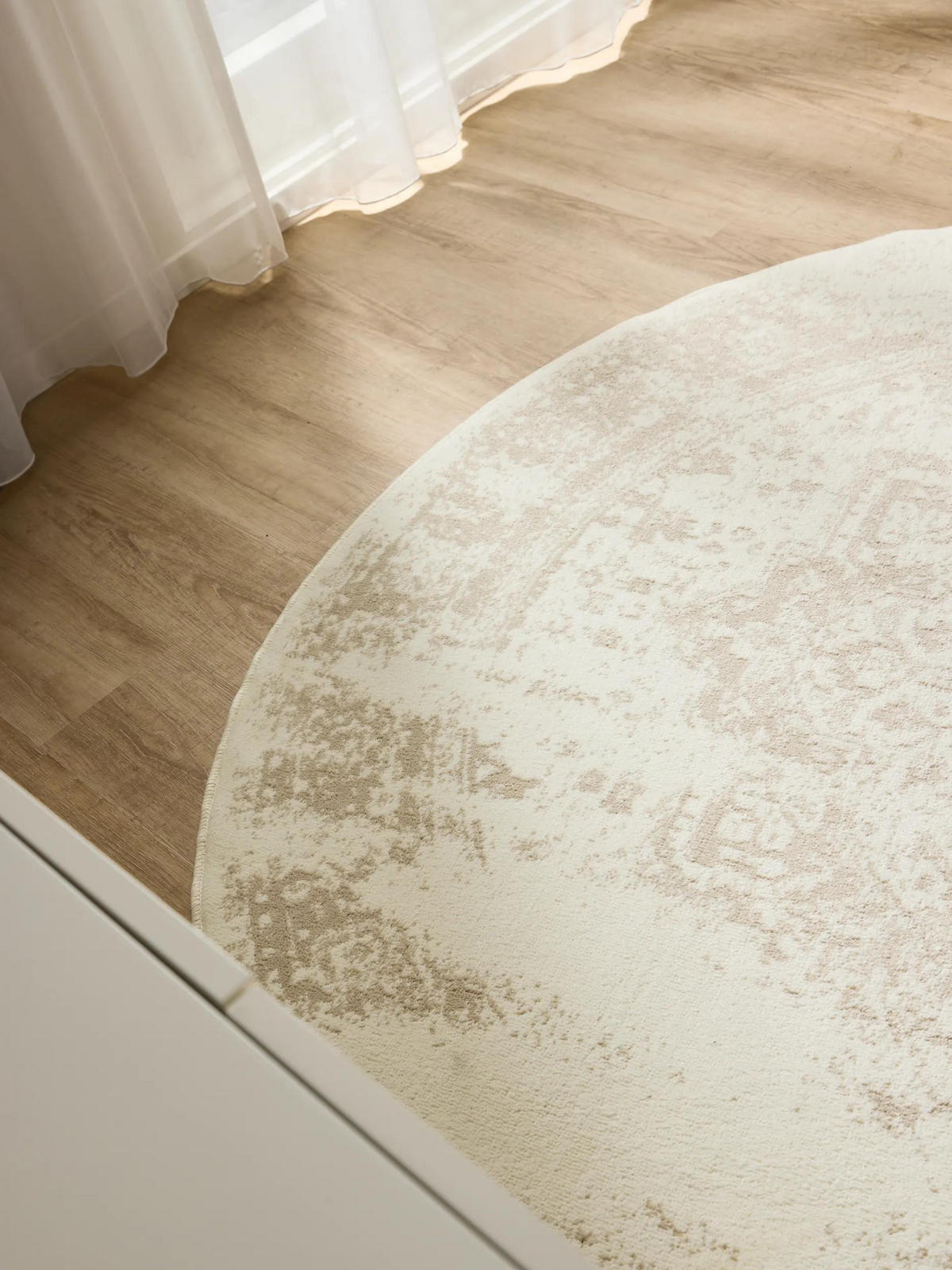 VINTAGE-TEPPICH Suki ø 160 cm rund - Beige/Creme, Kunststoff (160/160cm) - benuta