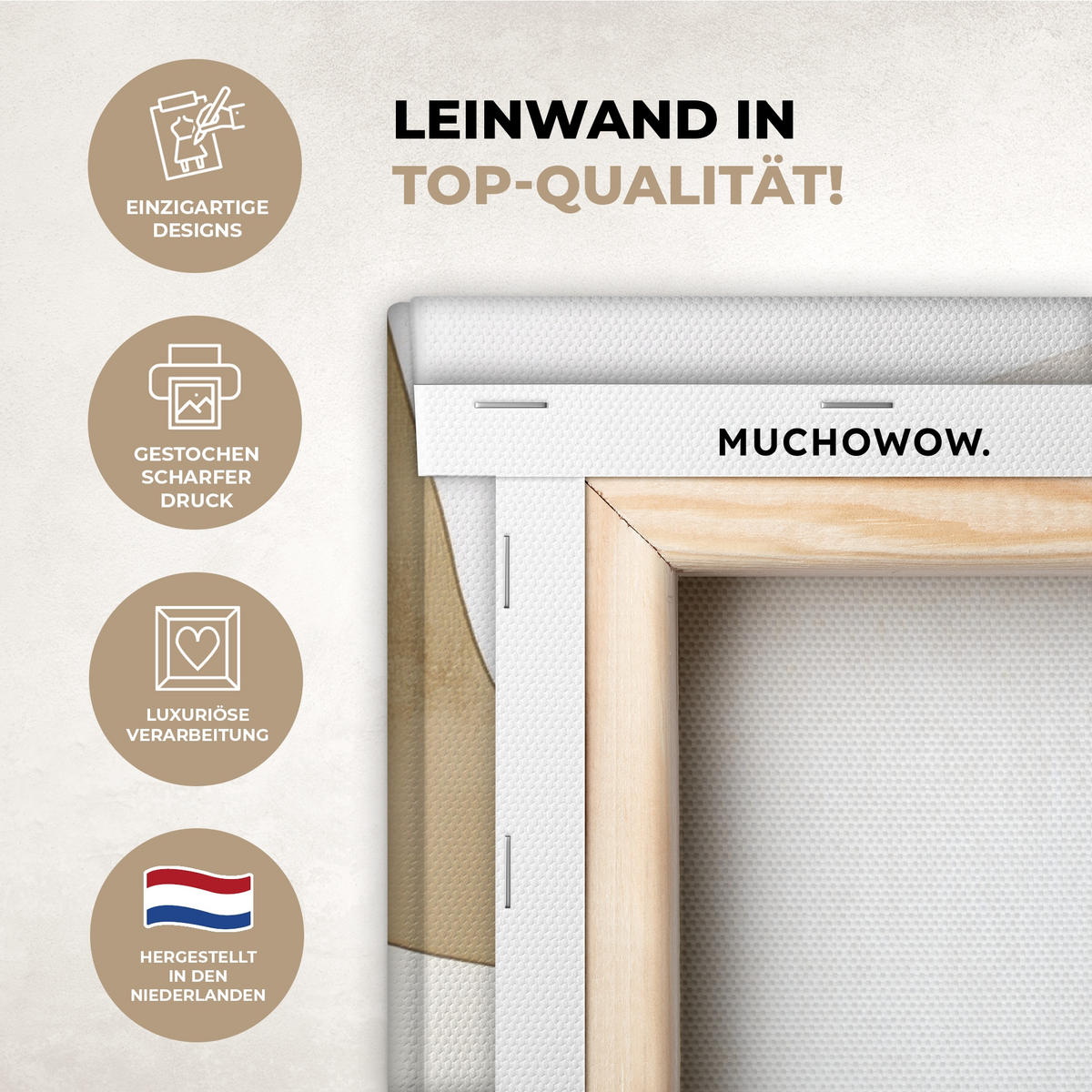 LEINWANDBILD Japandi - Abstrakt - Grün Wandbild Wohnzimmer 50x50 cm - Multicolor, Textil (50/50cm) - MuchoWow