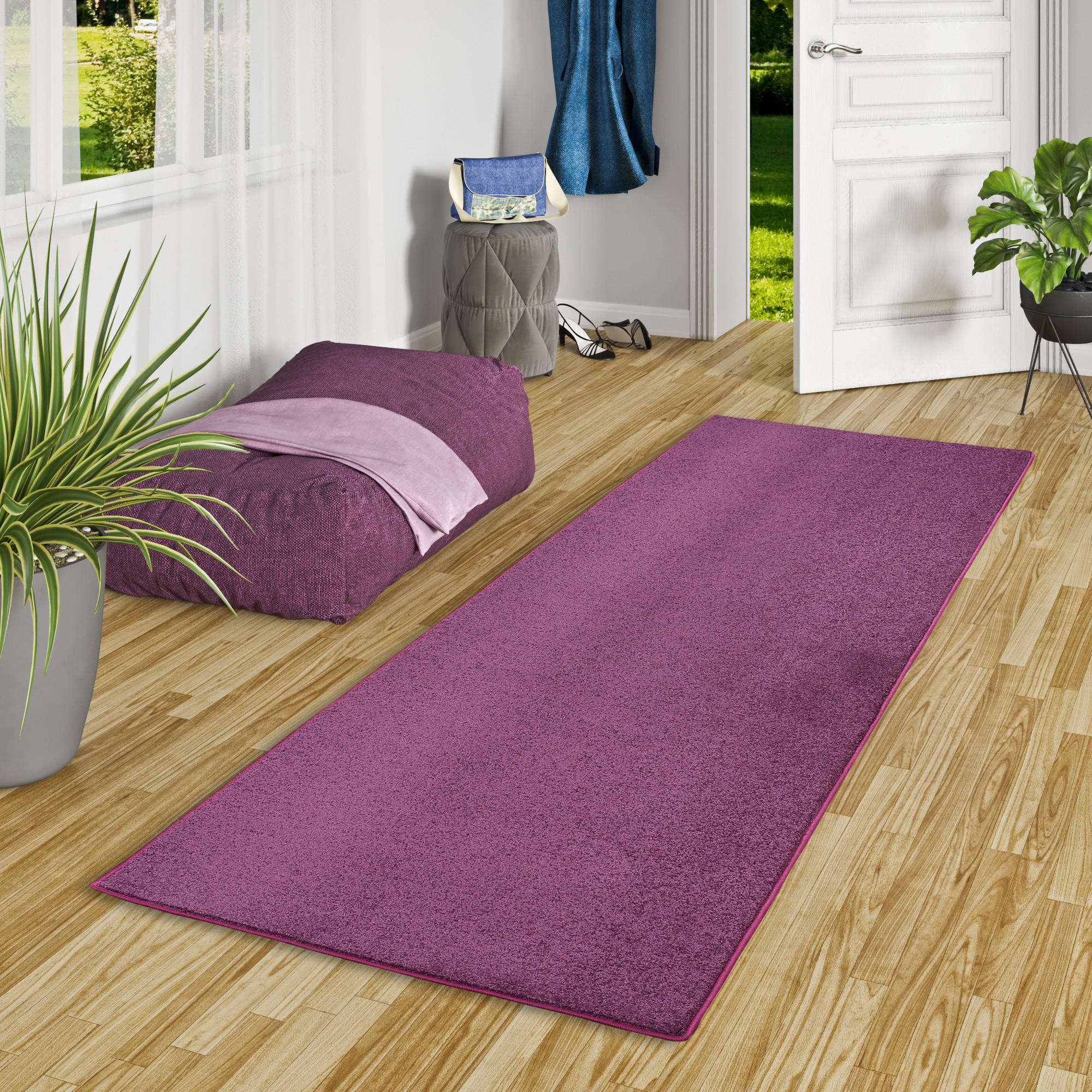 HOCHFLOR VELOURS LÄUFER TEPPICH LUNA - Lila, Textil (80/200cm) - Snapstyle