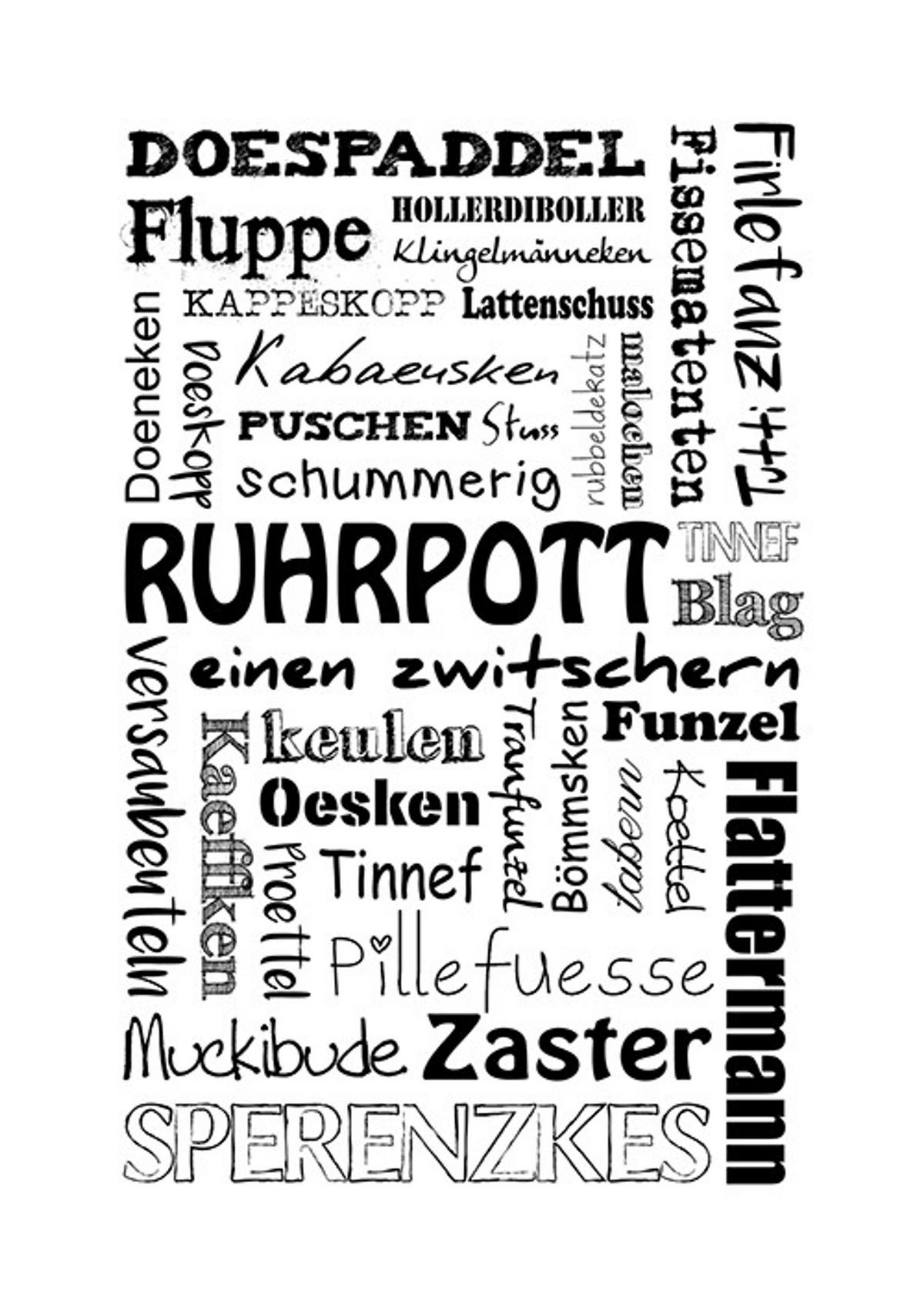 POSTER DIN A4 21x29,7 cm Ruhrpott Ruhrgebiet Typografie - Weiß, Papier (21/29.7/2cm) - artissimo