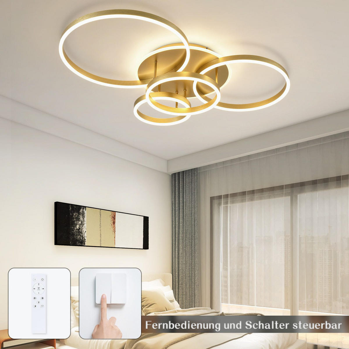 LED-DECKENLEUCHTE Madden 98/65/12cm - Goldfarben, Metall (65/98/12cm) - Nettlife