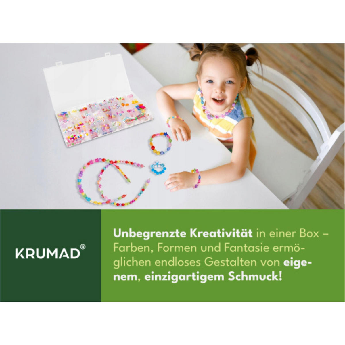 PERLEN SET 750 Stück Bastelset für Armbänder - Multicolor, Kunststoff (17/16cm) - KRUMAD
