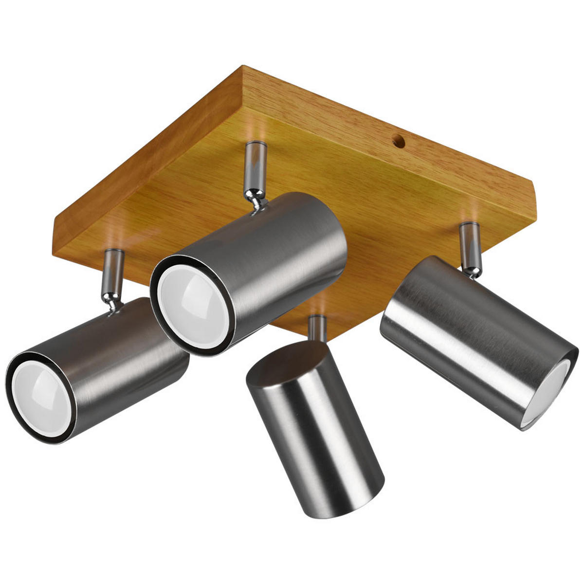 DECKENLEUCHTE Holz Nickel Matt Braun 4-flammig - Braun, Holz (22/22/16cm)