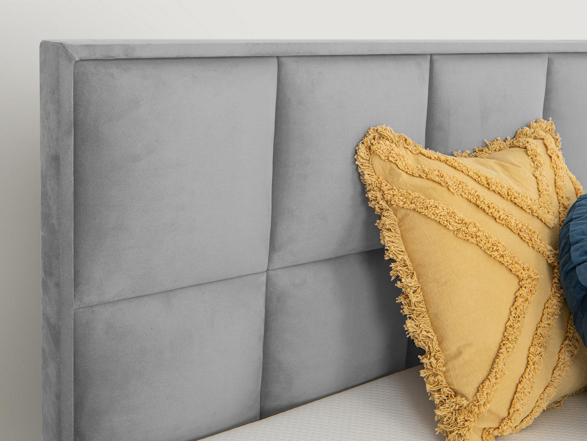 BOXSPRINGBETT Montreal Silber 180/200 cm H2/H3 Samt - Silberfarben, Textil (180/200cm) - wonello