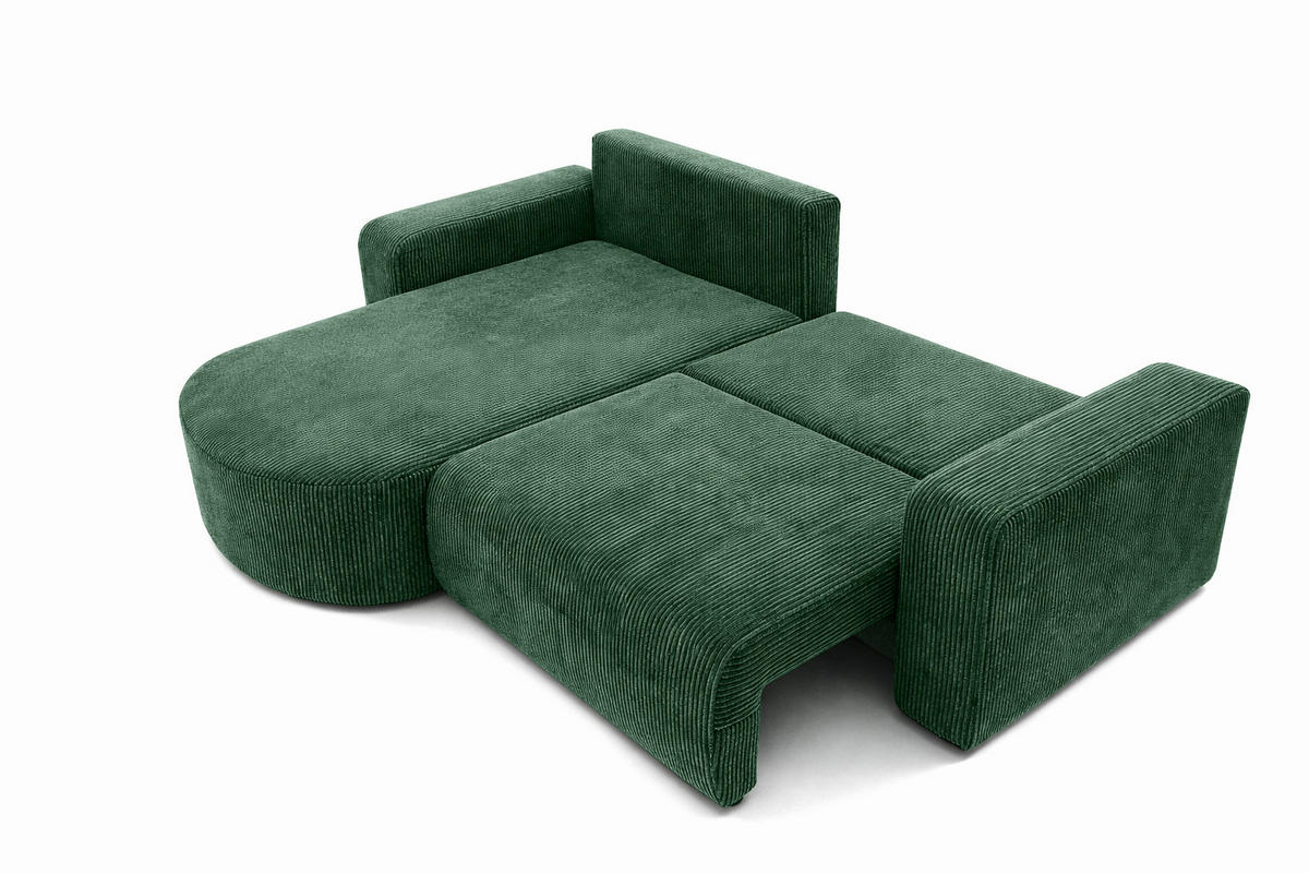 ECKSOFA Mit Schlaffunktion, Cordstoff Poso, Grün, Links, ROUND ONE - Grün, Holz (244/175cm) - Kaiser Möbel