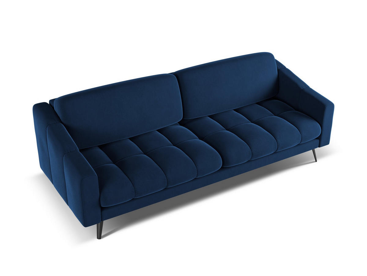 4-SITZER-SOFA Samt Stoff Blau - Blau/Schwarz, Textil/Metall (238/80/95cm) - Makamii