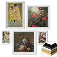 WANDBILDER 5er-Set - 50x50 cm & 20x30 cm & 40x60 cm Weißer Rahmen - Blumen des Baumes (Gemälde von Klimt) - Weiß, Kunststoff (40/60cm) - ArtPrintCave